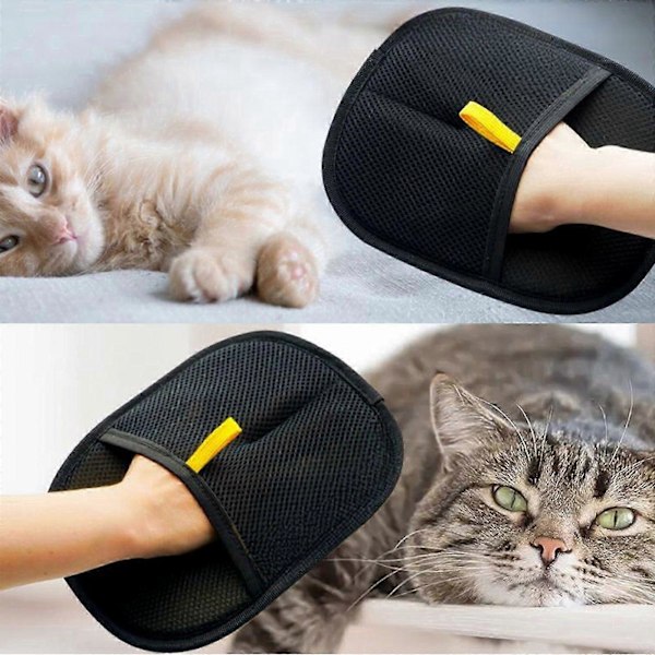 Kæledyrsplejehandske, dobbeltsidet plejehandske, kæledyrshårfjernerhandsker til hund og kat Hot (W)