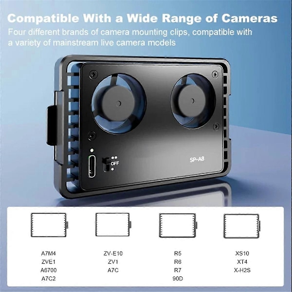SP-A8 Kamera Køleventilator til A7M4 ZVE1 A6700 A7C2 ZVE10 ZV1 R5 90D XS10 XT4 X-H2S Dslr Kølesystem (W)