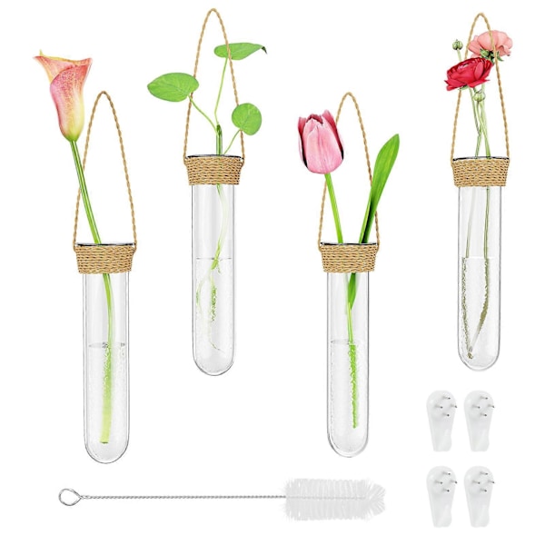 4 st Hängande Glasrör Växtterrarium Liten Väggvas Fönsterdekoration för Inomhus Utomhus (B)