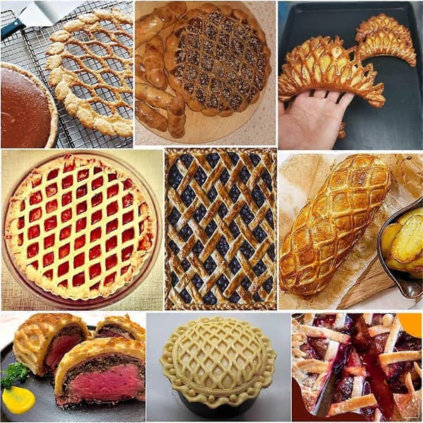 Gitterkutter i rustfritt stål, deigrullekutter bakeverktøy for kaker, paier, pizza, brød (Fww) As Shown