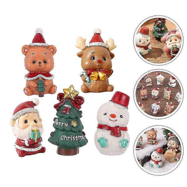 Mini landskabsdekoration harpiksfigur til pynt 5 stk. jul assorterede farver(w)