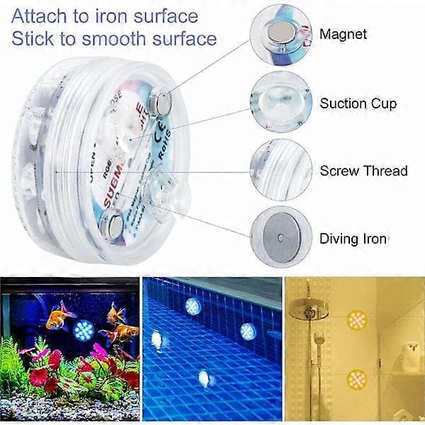 Dränkbara LED-lampor 2-pack 13-LED IP68 Vattentät RGB-färg