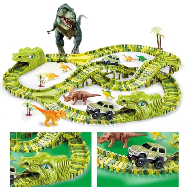 Lasten dinosaurusleikkisetti, 240 osaa ja iso auto