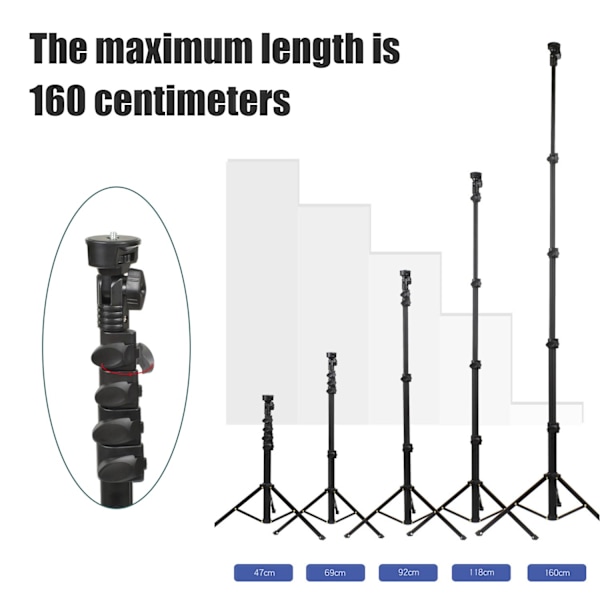 INF Mobiltelefonstativ / kamerastativ selfiestick stativ (45-160 cm) (W)