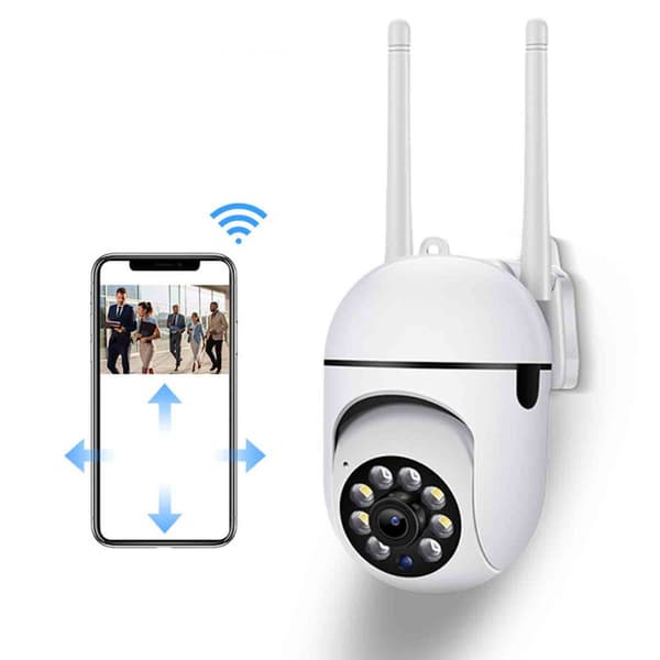 Trådlös WiFi-säkerhetskamera för inomhus/utomhus med 360° mörkerseende, HD-övervakning