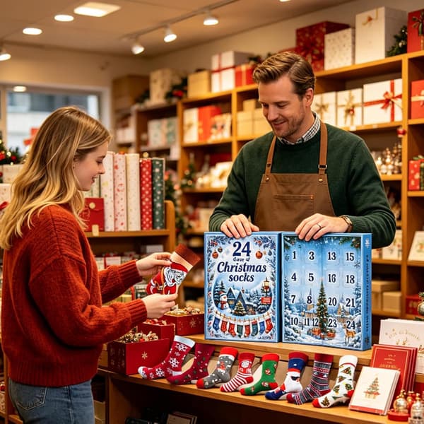 Julekalender - 12-dages nedtællingsstrømpesæt til voksne, juletilbehør. (W)