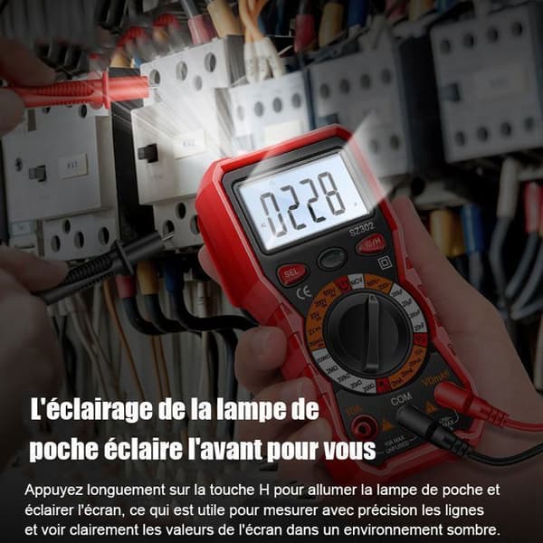 Digitalt multimeter, digitalt multimeter, multifunksjonsvoltmeter med 2000 tellinger, elektrisk tester, ohmmeter, måler AC/DC-spenning (Fww)