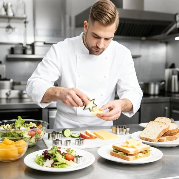 Sæt med 5 små stjerneformede udstikkere i fødevaregodkendt rustfrit stål til dekoration (W)