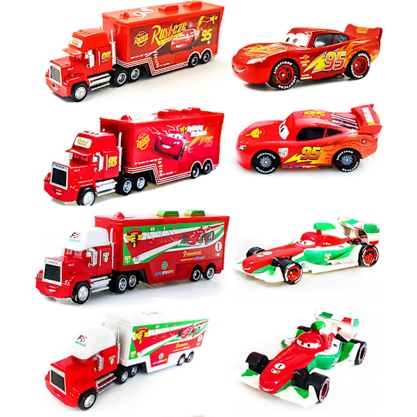 Biler-filmen McQueen & Kongen & Chick Hicks & Mack Truck Onkel Die-Cast Lekebilsett [FW] C style