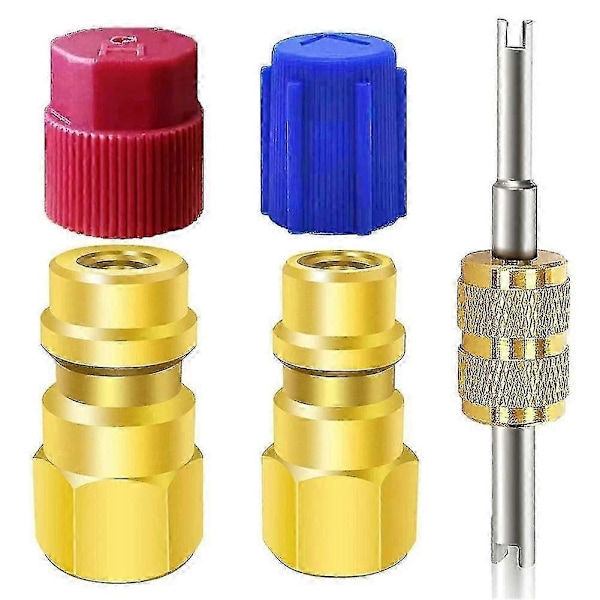 R12 til R134a Aircondition Påfyldningsventil Adapter Retrofit Kit Inklusive Koblinger (W)