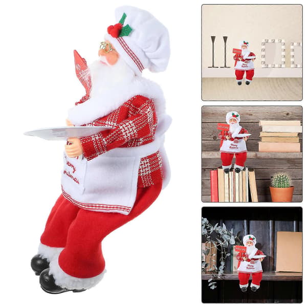 Jultomte-figur för dekoration, röd sittande plaststaty