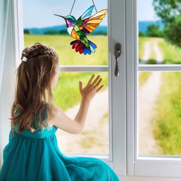 Färgglad kolibri solfångare akryl dekoration 2D fönster