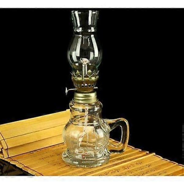 Lampe Krosne, nostalgisk retro parafinlampe, innredning Glasskjerm, Oljelampe for nødbelysning (18cm) (W)
