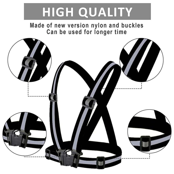 Reflexdräkt med elastisk band Reflexkläder Nattlöpning Säkerhet Reflexväst [FW] black