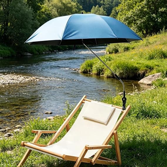 Bærbart strandparasol | Rustfrit UV-solbeskyttelse | Stor, robust parasol til pool, have, gård, rejser, camping (W)