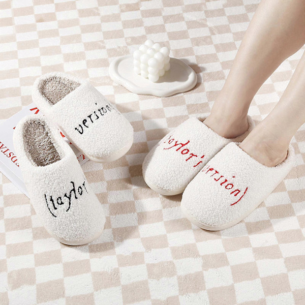 Taylor Swift Par-Slippers Vintermote Innendørs Husholdning Varme Cotto, Kampanje -Sy Red 44-45