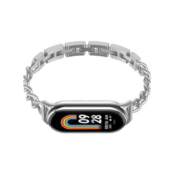 Xiaomi Mi Band 8/9/10 Kompatibel Metalrem Rustfrit Stål Sølv