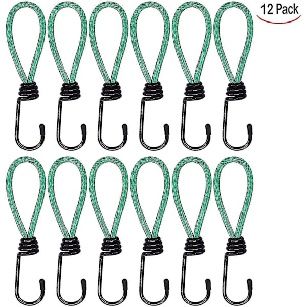 12 st krokar spännare, presenning spännare krok bungee spännare camping med krok, elastisk band fw