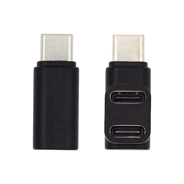 UC-068-2F 10 Gbps USB3.0 Type-C Han til Dobbelt Hun Strøm Data Splitter Adapter Vinkelret Stik {FW}