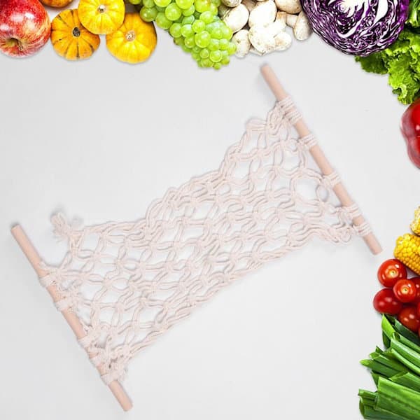 Frukthängmatta 2-pack med trästång och krokar för underskåp