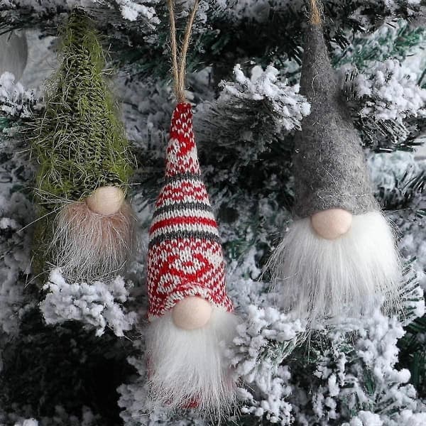 Handgjorda plyschtomtar Tomte Dekoration Set om 10