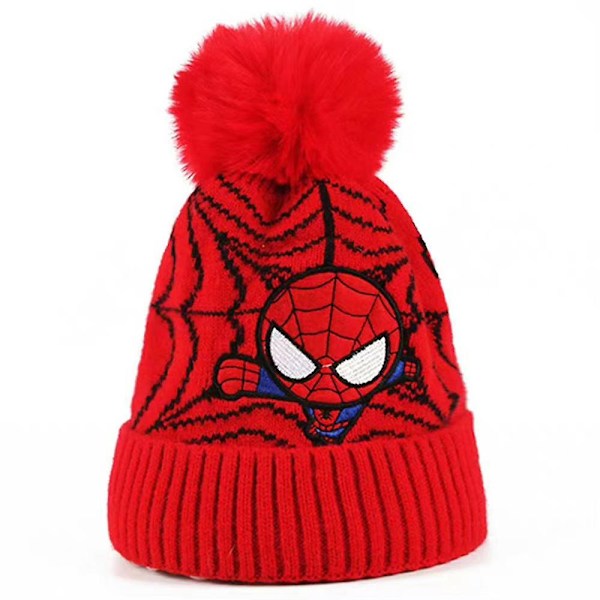 Barn Pojkar Spiderman Stickad Mössa Vinter Varm Mössa [fw} Red