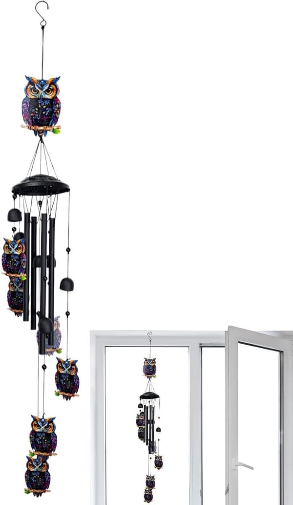 Metalugle vindklokke, havepynt (W)