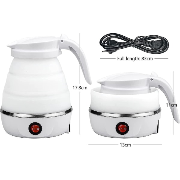 Hopfällbar vattenkokare 2024 0,6 l silikon resvattkokare hopfällbar elektrisk vattenkokare, för camping, fw
