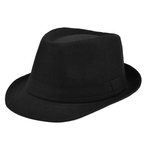 Elegant Fedora Hat Mænds Klassisk Mode Panama Fedora Hat Retro Kort Skygge Jazz Hat Gentleman Vinter Hat Gave til Far 56-58cm (Sort)