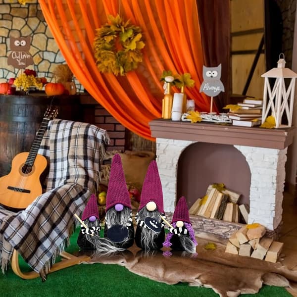 Plysch Halloween-tomtar, 4 mittstycken, häxplysch (W)