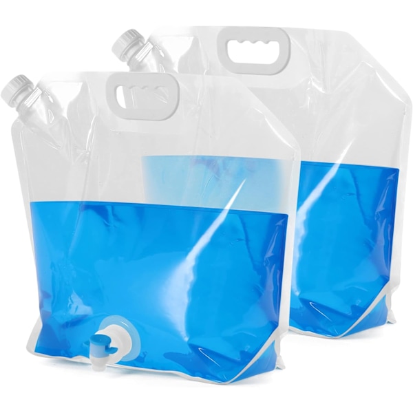 Camping vattenbehållare 2-pack 10L hopfällbar vattenbehållare med kran, portabel vattenbehållare med pip för camping och picknick (W)