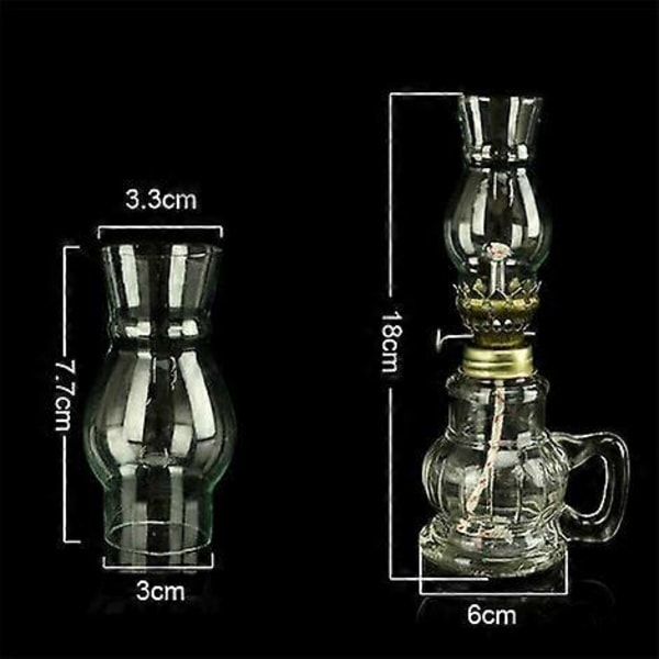 Krosne Lampe, Nostalgisk retro petroleumslampe, indretning Glasskærm, Nødlys Olielampe (18cm) (W)