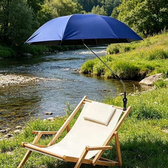 Bærbart strandparasol | Rustfrit UV-solbeskyttelse | Stor, robust parasol til pool, have, gård, rejser, camping (W)