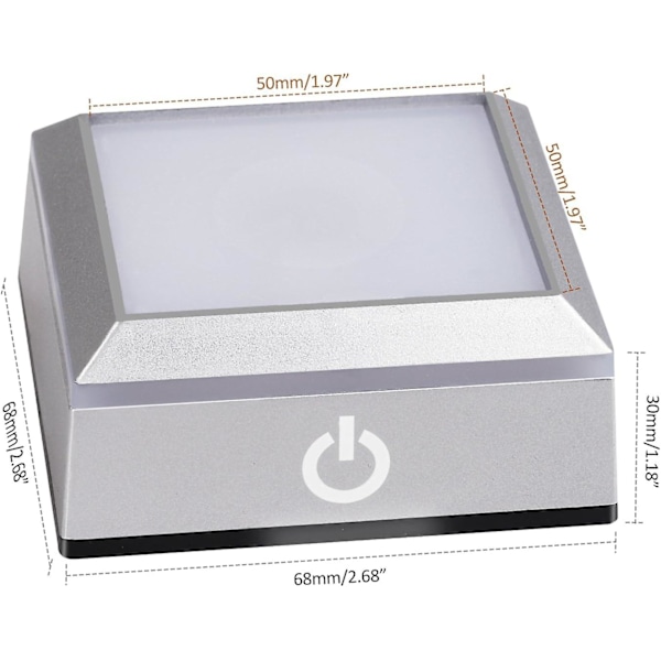 LED Lys Base Flerfarvet Show Stand Display Plade Firkantet Display Belyst Base til Glas Krystal Kunst med Sensitiv Touch Switch (Flad Overflade) (W)