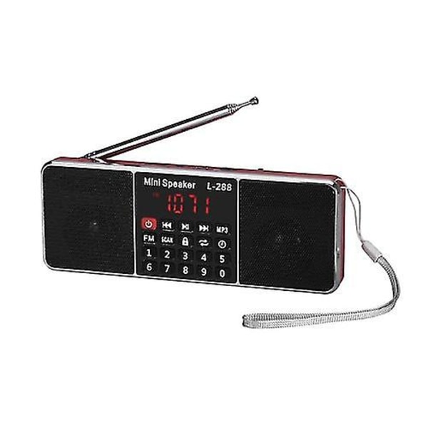 L-288fm Dubbelhögtalare Radio Mp3-spelare Stöd Tf-kort/u-skiva Med Led-display [fw] Red