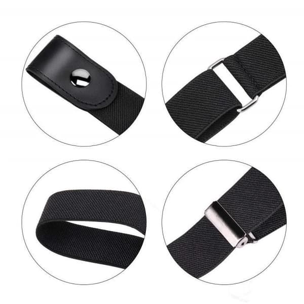 Elastiskt bälte - Inget spänne - Unisex - Kohud - 102cm - Svart (Fww) Noir