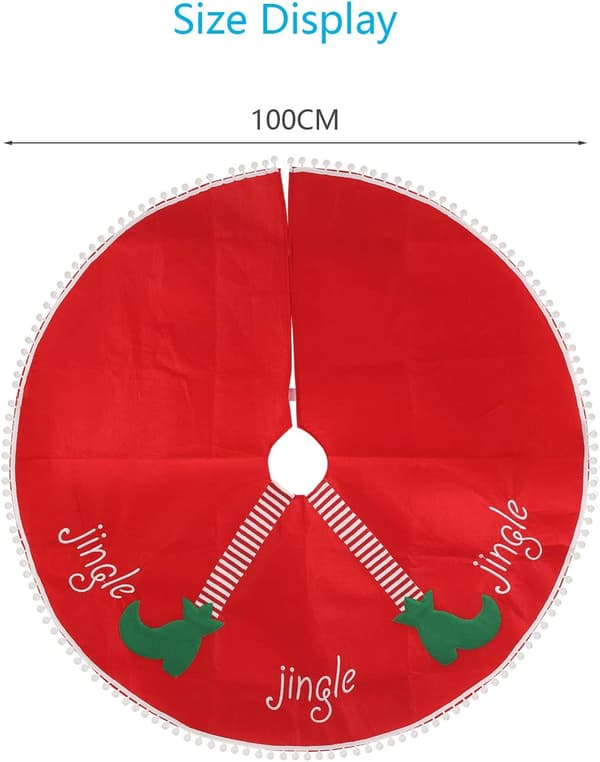 Rund rød juletræsmåtte til Jingle Elves