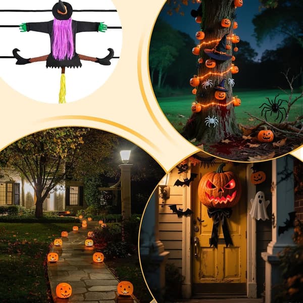 Halloween heks, der støder ind i vægge, 110 cm, fleksibelt dekorativt tilbehør (W)