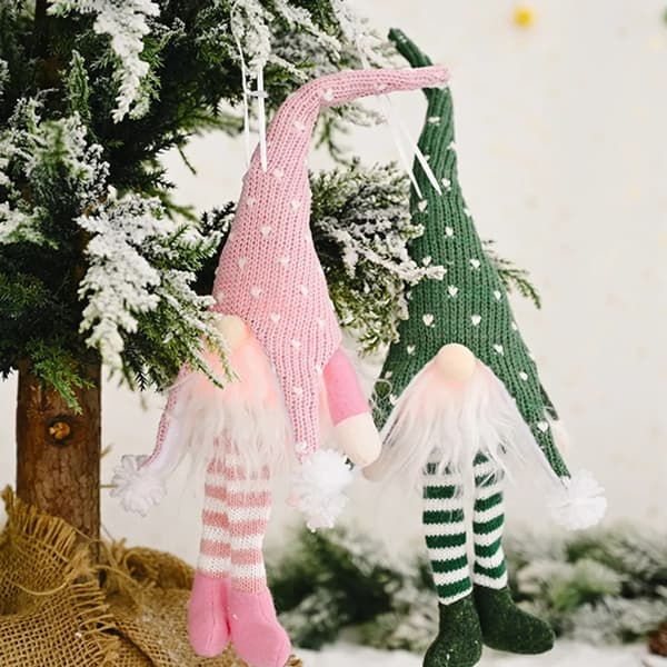 Julepynt 2-pak Julemand LED Figurer Grøn Pink