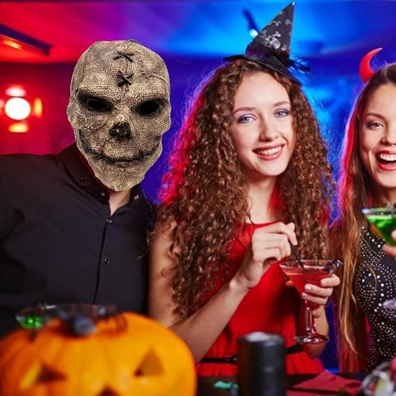 Gotisk helmaske i latex, hodeskalle, skrekkhodeplagg til Halloween (W)