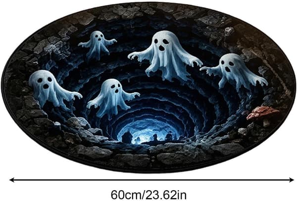 Illusionist Halloween tæppe 60x60cm, skræmmende optisk effekt, ideel til hjem, lejlighed, bondegård, studenterbolig (W)