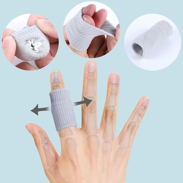 20 st Fingerskenor, Fingerskydd Ärmar Fingerskena Sport Fingerkompressionsärm Stöd Elastiska Tumärmar för Smärtlindring (W)