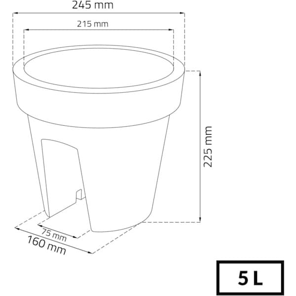 Hängande balkonglåda 25 cm diameter antracitfärg Lofly räcke