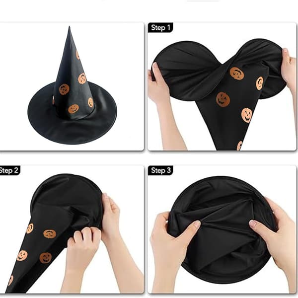 Heksehatter, gotiske dekorasjoner, originale kostymer til Halloween (W)