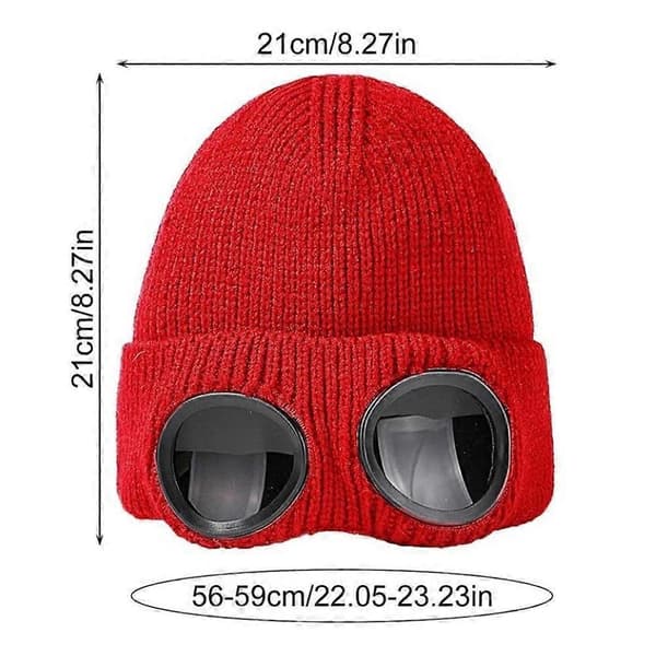 Vinterstickad unisexmössa med glasögon, vindtät, varm, storlek L/XL, 2-pack