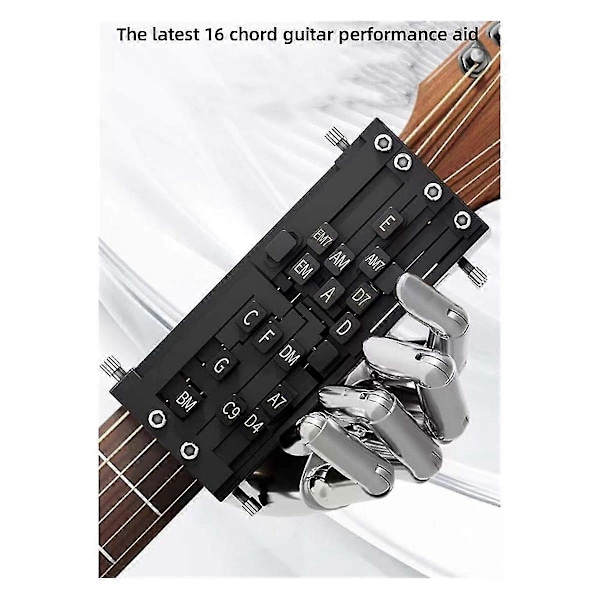 Gitar Lærehjelpemiddel med 16 Akkorder, Gitarakkordtrener Folkegitar Akkorder Læringssystem for Gitar Nybegynner (W)