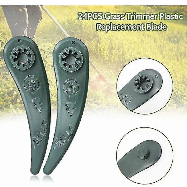 24-pakning erstatningsblader for Bosch Durablade Art 23-18 LI Art 26-18 LI trimmer, grønn (W)