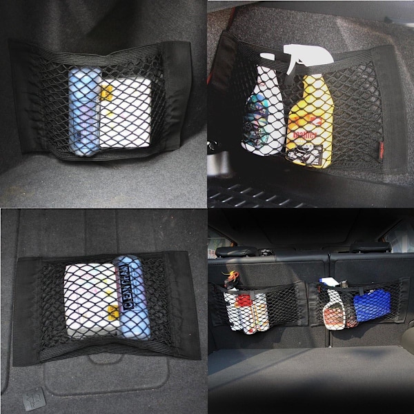 2 stk. bil velcro dobbeltlags mesh lomme bagagerumsnet taske bil (B)