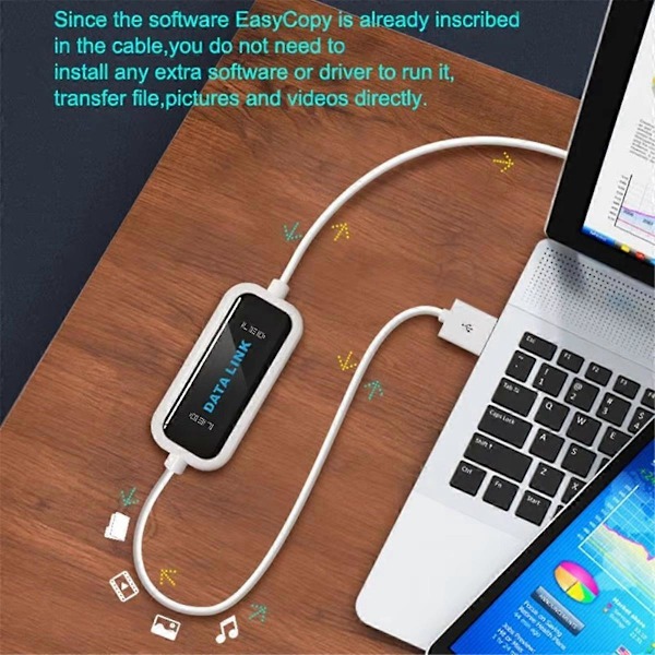 USB PC til PC Online Del Synkroniseringslink Netværk Direkte Datafiloverførselsbro LED Kabel Nem Kopiering Mellem (W)