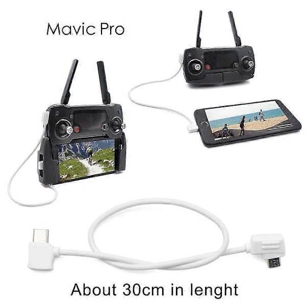 STARTRC 10cm USB-C / Type-C - Micro USB -muunnin Datakaapeli DJI Mavic Mini / Air, Shark -kaukosäätimelle (V)